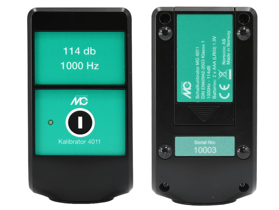 Kalibrator 4011, Klasse 1, 114dB, 1kHz, direkter Anschluss für 1/2", im Lederetui 110mm x 60mm x 50mm schwarz